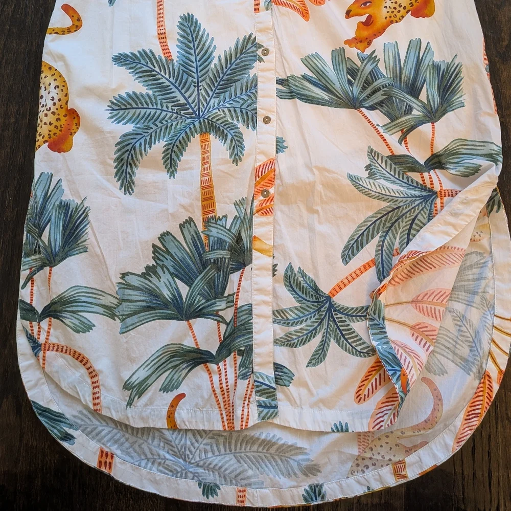 Anthropologie Maeve The Lillian Button-Front Dress L Jungle Tropical Vacation - Picture 6 of 16